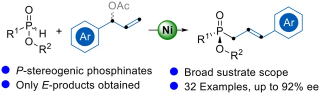 TOC graphic: Ni-Catalyzed Enantioselective Allylic Alkylation of H-Phosphinates