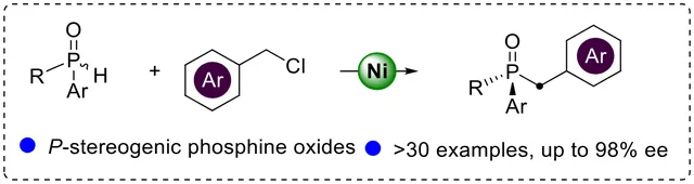 TOC graphic: Ni-Catalyzed Enantioselective Benzylation of Secondary Phosphine Oxide